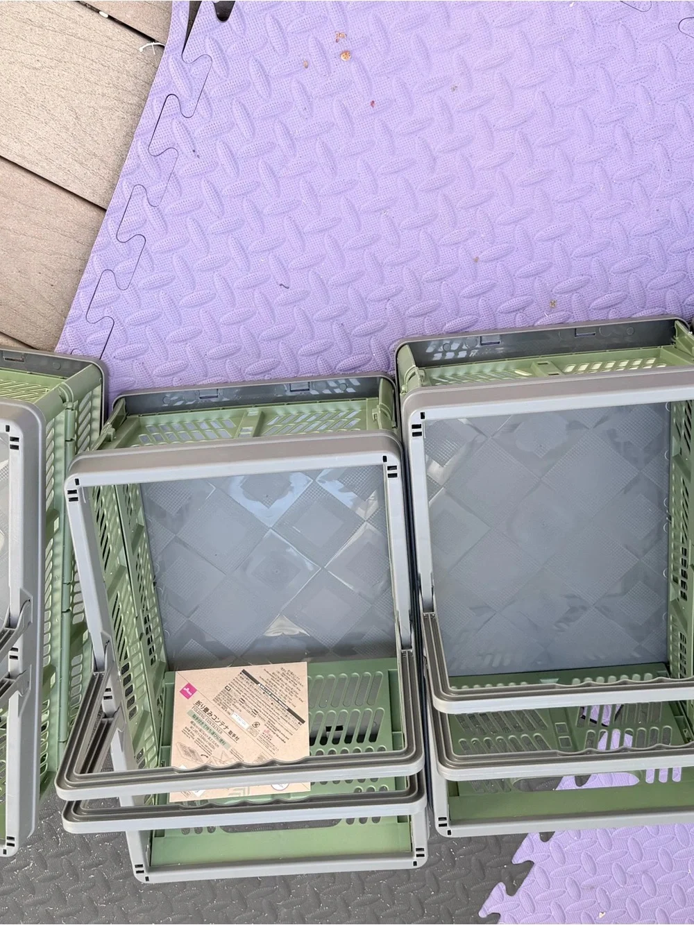 4 count - Daiso Sage Green Folding Storage Crate